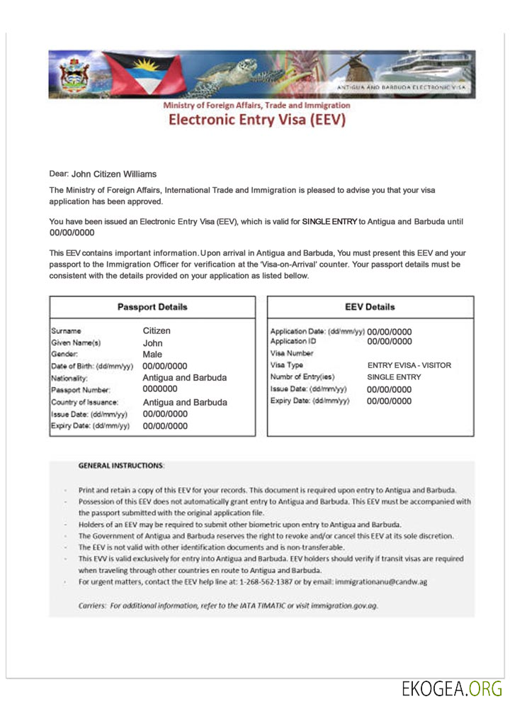 Visa électronique ANTIGUA ET BARBUDA